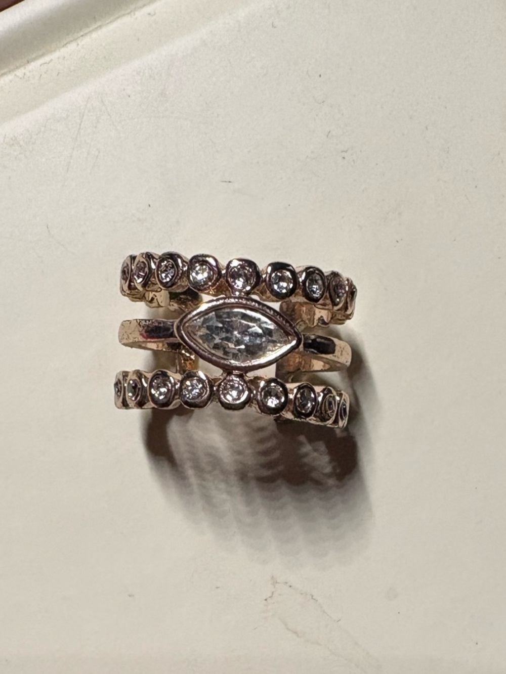 Luv AJ Stacked Statement Ring- Rose Gold & Crystals - Picture 3 of 6